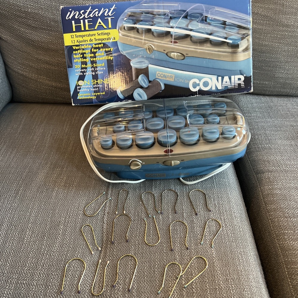Vintage Conair Instant Heat 20 Multi Size Rollers Ion Shine Open Box